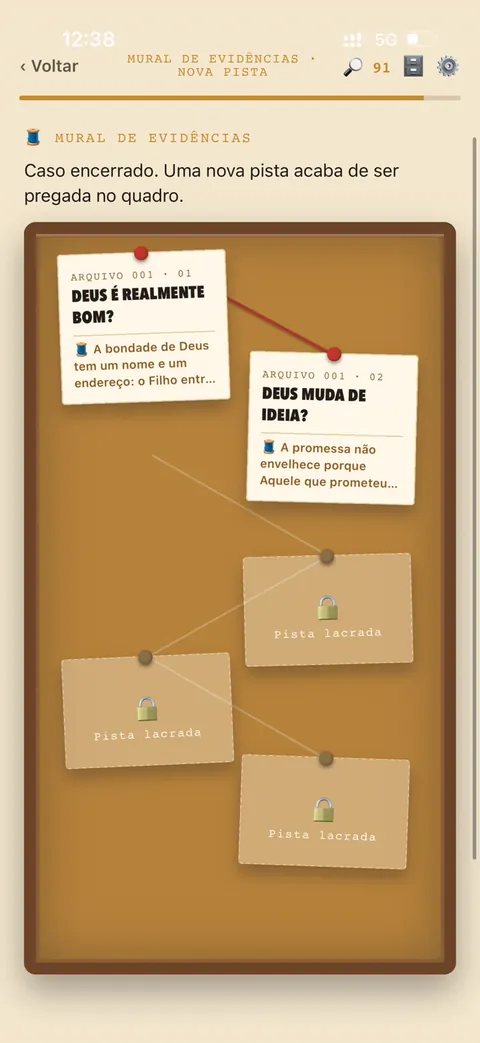 Mural de Evidências dentro do app